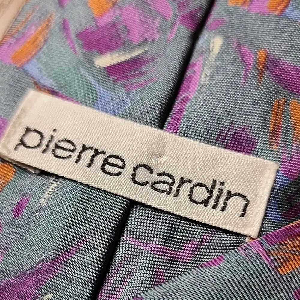 PIERRE CARDIN | Abstract Silk‎ Necktie Teal Purple Vintage 90s Art Tie | 57